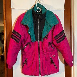 Vintage 80s Hot Pink Ski Puffer Coat